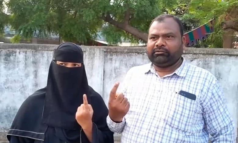 Pilgrims from Telangana cast votes before departing for Haj