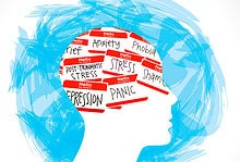 Illustrations showcasing mental health issues