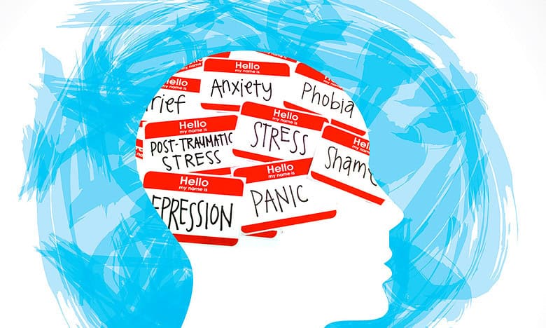 Illustrations showcasing mental health issues
