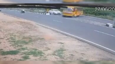 Video: Telangana school bus overturns after car crashes into it, 6 injured