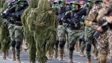The forces showcased various security drills, specialized and armored vehicles, in addition to helicopters.