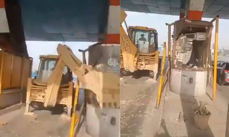 'Angry' JCB driver held ahter he bulldozes toll booths