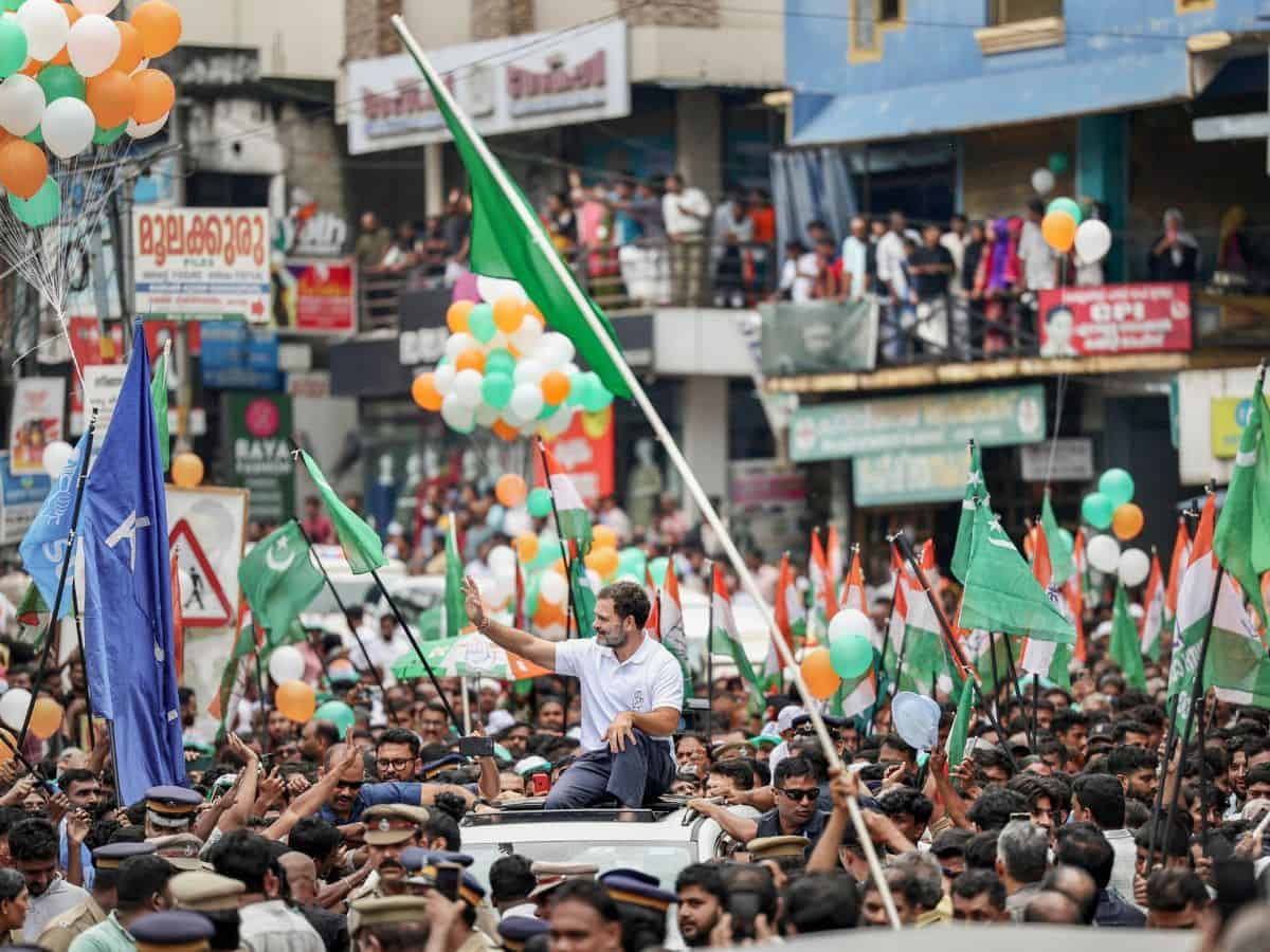 Congress, IUML flags back in Rahul Gandhi's roadshow in Wayanad