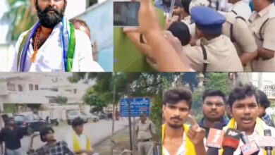 TDP workers threw eggs and tried to barge into the residence of former Gudivada MLA Kodali Nani in Gudivada town on Friday.