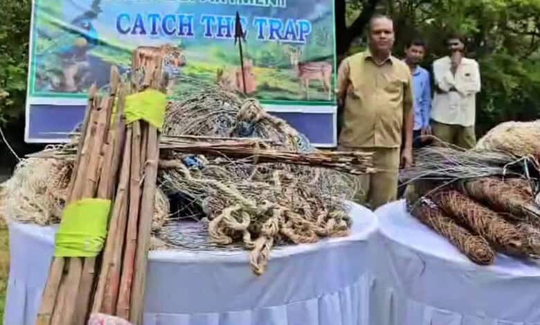 Under the 'Catch the Trap' special drive, forest officials seized various kinds of traps and weapons used in trapping and hunting wild and protected animals across the State.