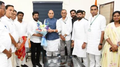 Revanth Reddy requests Rajnath Singh to facilitate the transfer of 2,450 of defence lands to the State government in exchange for the land being used by the defence (RCI) in Ravirala.