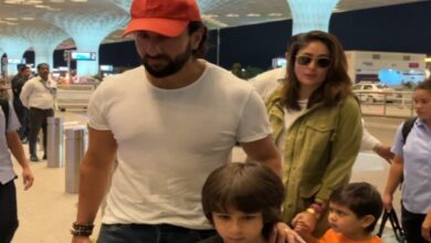 Saif, Kareena make stylish appearance with their sons Taimur, Jeh at Mumbai airport