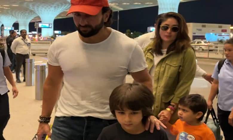 Saif, Kareena make stylish appearance with their sons Taimur, Jeh at Mumbai airport