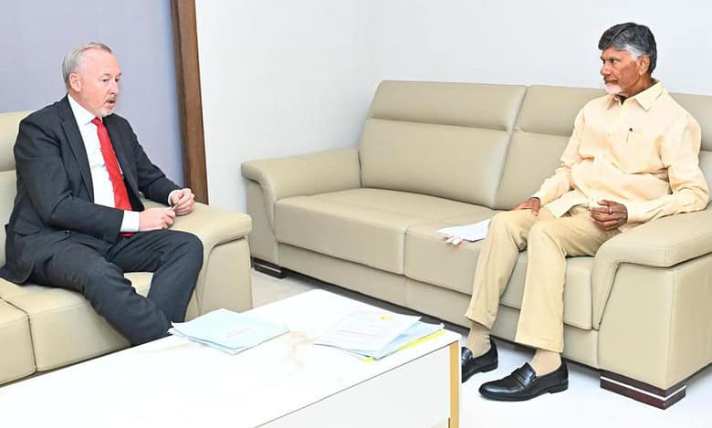 Belgian Ambassador Didier Vanderhasselt with AP CM Naidu