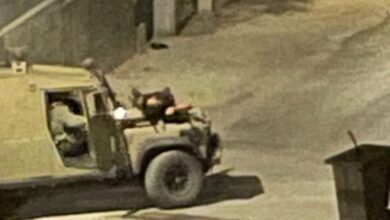 Israeli forces tie Palestinian man to jeep as human shield