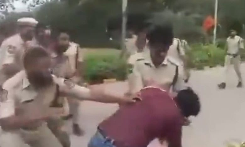 Video: Hyderabad police assault OU student protesting deferment of DSC exam