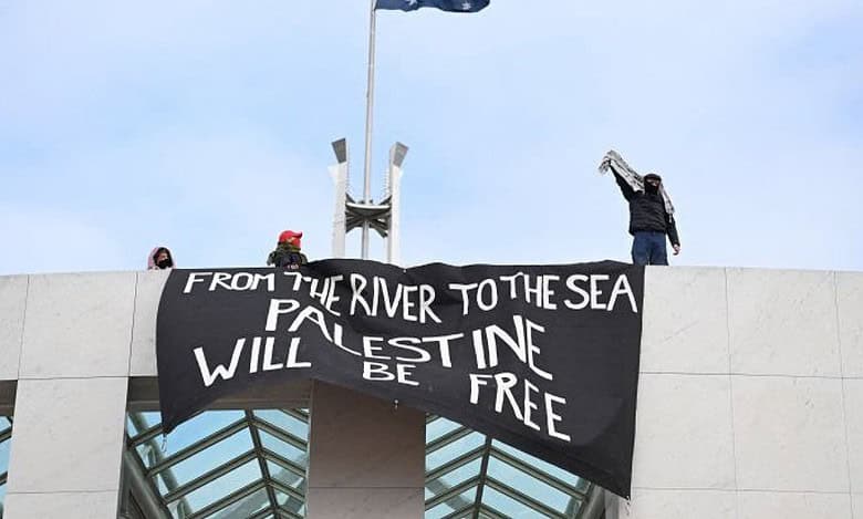 Pro-Palestine activists climb roof of Australia's Parliament House