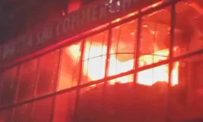 A major fire breaks-out inside the Sri Dattasai Complex at RTC cross roads on Wednesday evening.