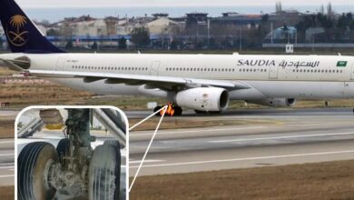 Saudia Airlines catches fire during landing at Peshawar airport