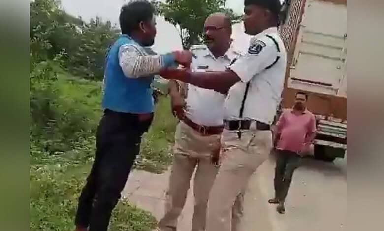 Video of Hyderabad cop abusing, slapping man emerges, KTR raises questions