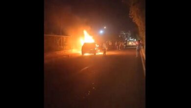 Car catches fire in Hyderabad.