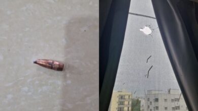 Bullet shatter glass of apartment window in Hyderabad