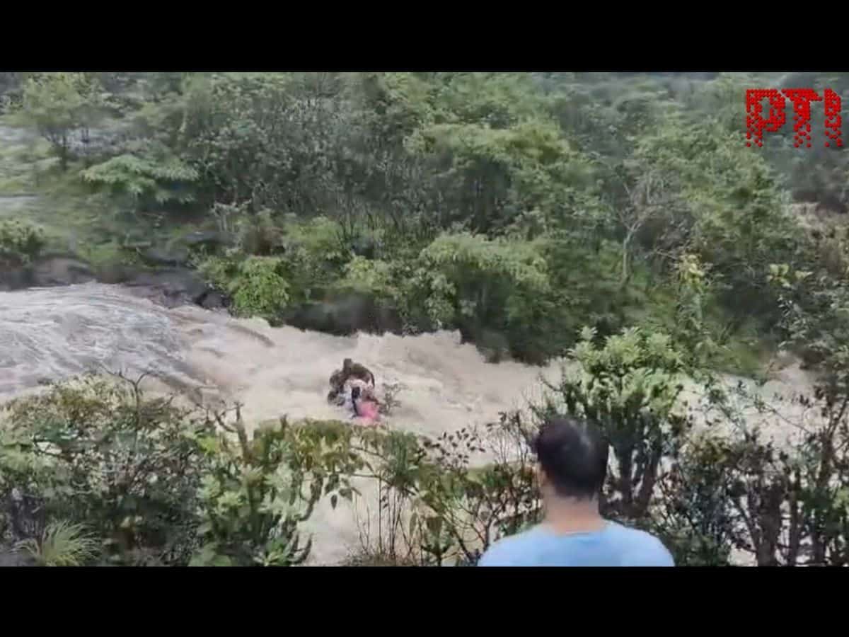 Video: Woman, four kids washed away in Pune waterfall