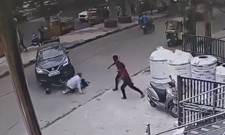 Video: Bike rider, child narrowly escape being run over in Chaitanyapuri