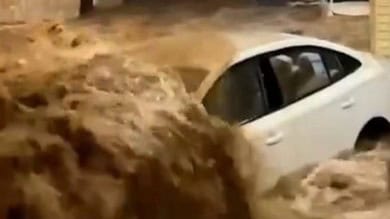 Watch: Historic floods hit Madinah, cars swept away