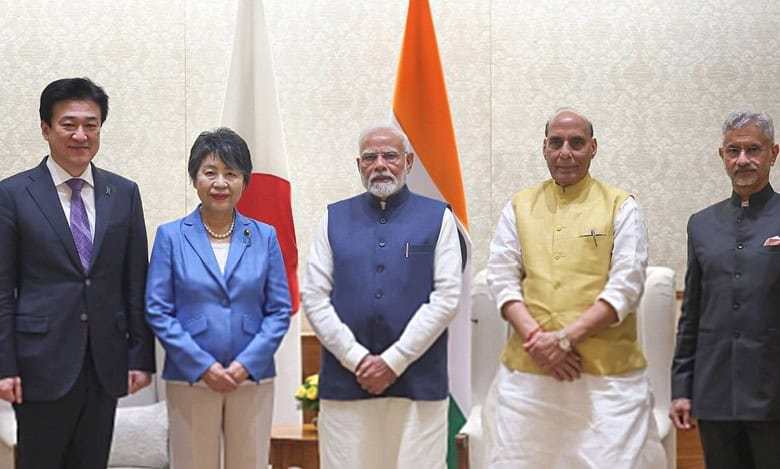 Japanese and Indian FM and Defense Minister with PM Modi