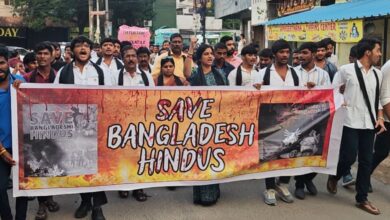 BJP leader Madhavi Latha protests at Malakpet for Bangladesh Hindus