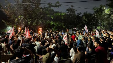 University of Hyderabad (UoH) students hold mashaal protest