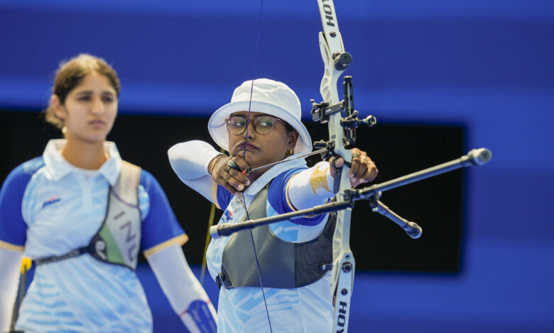 Deepika reaches individual archery quarterfinals; Bhajan Kaur eliminated