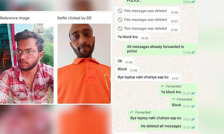 Swiggy identity pictures and a screenshot of the chat with the delivery agent