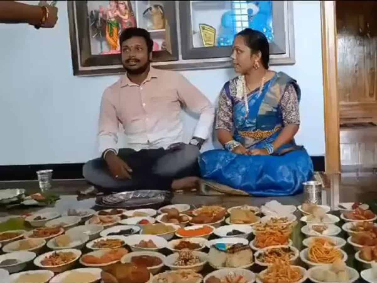 Andhra woman welcomes son-in-law with a feast of 100 dishes