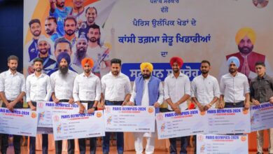Punjab Chief Minister felicitated eight Olympic hockey players of the state with a cash prize of Rs 1 crore each