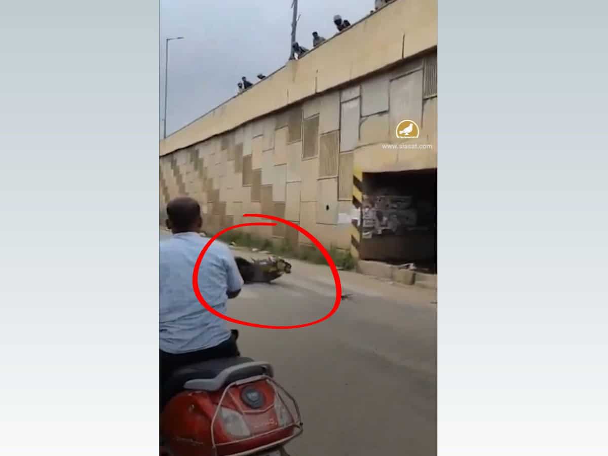 Video: Angry mob tosses bikes from flyover after stunt show