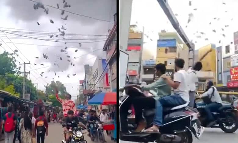 Hyderabad YouTuber tosses cash in air amid Kukatpally traffic