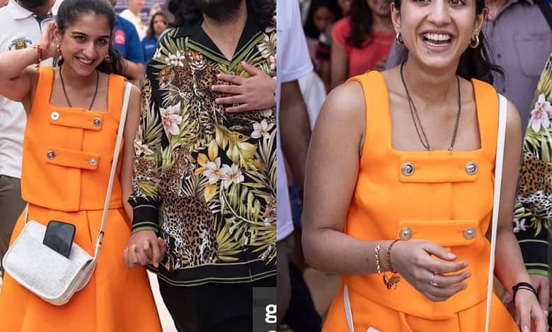 Price of Radhika Merchant's orange outfit that she wore for Olympics