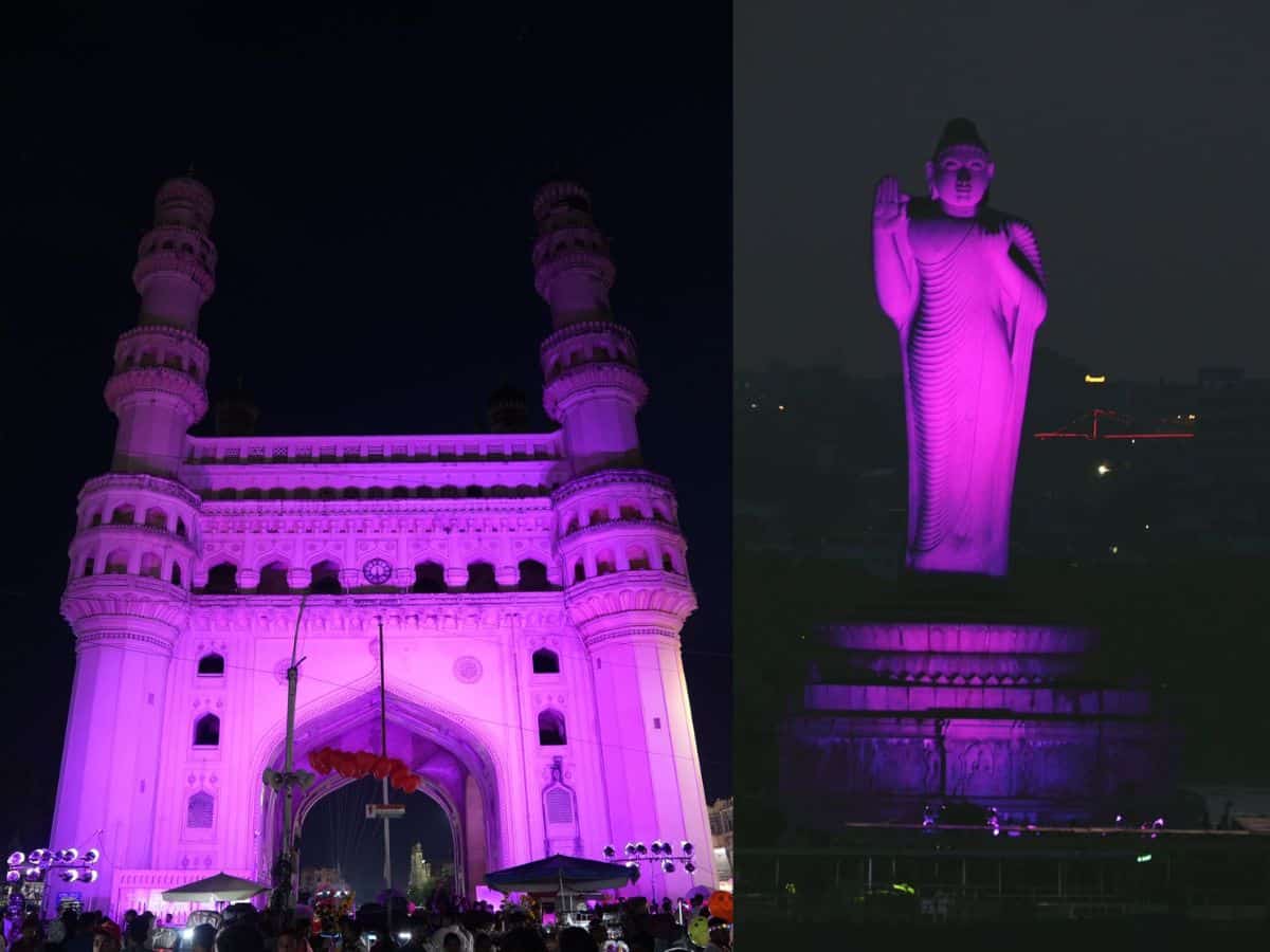 Charminar and Buddha statue