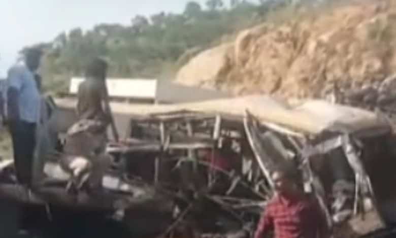 Eight people died and thirty injured in a terrible accident at Mogilighat in Chittoor district on Friday.