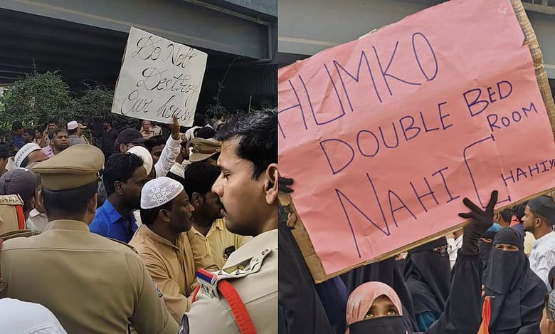 Hyderabad: Kishanbagh residents protest demolition threat, demand land-for-land