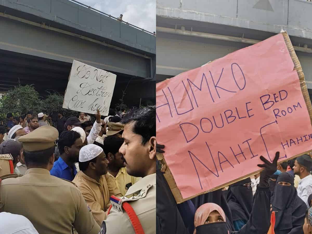 Hyderabad: Kishanbagh residents protest demolition threat, demand land-for-land