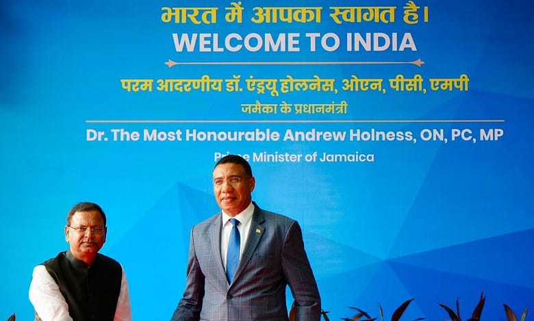 Jamaican PM welcomed in India