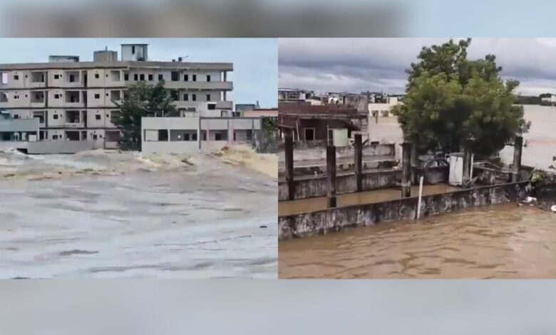 Munneru river submerges parts of Khammam