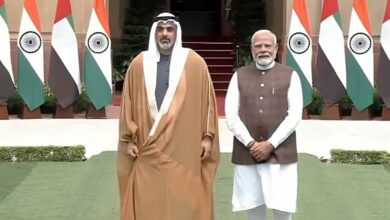 Abu Dhabi Crown Prince meets PM Modi at Hyderabad House.