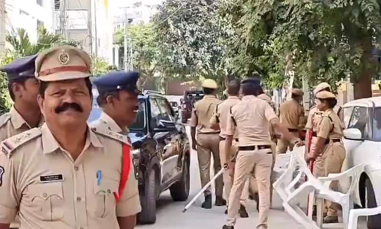 Hyderabad: Tight security at defected MLA Arekapudi Gandhi’s house