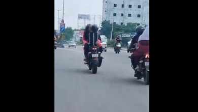 Bike stunts in Hyderabad outskirts.
