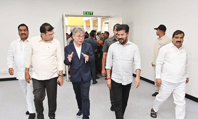 CM Revanth Reddy visits Foxconn's manufacturing unit in Kongara Kalan and oversees the progress of the company's project there.