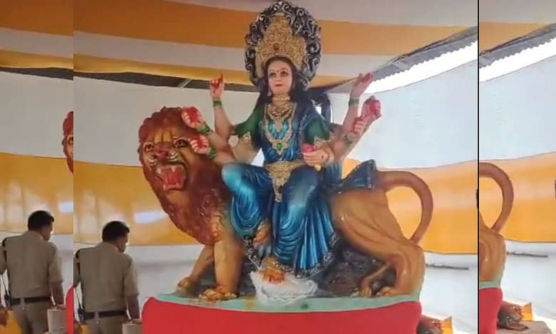 Hyderabad: Durga idol vandalized at Nampally Grounds