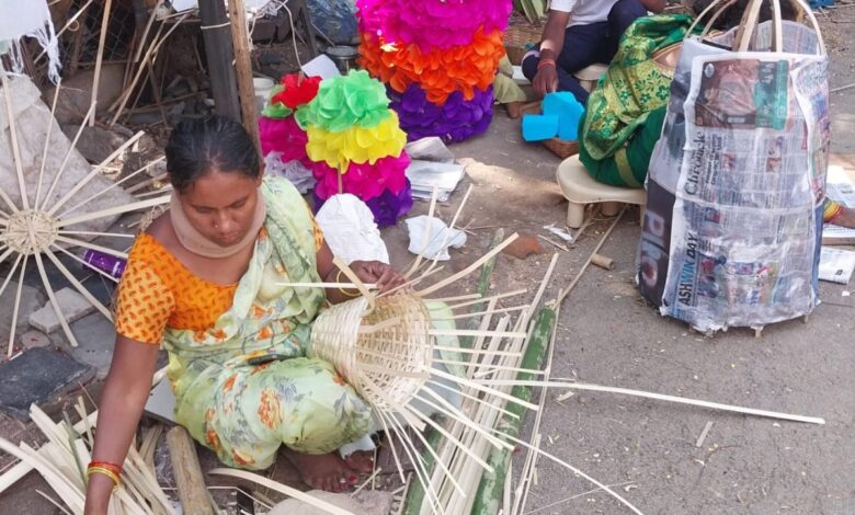 Hyderabad craftsmen shift from bamboo to paper, plastic Bathukammas for Dasara