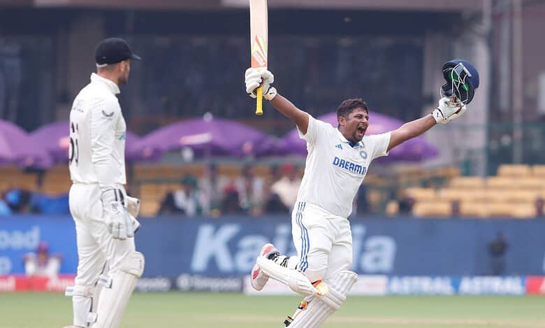 IND vs NZ: Sarfaraz maiden Test hundred carries resurgent India to 344/3