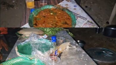 Forest officials in Jagtial caught by a journalist consuming alcohol at the forest range office on the occasion of Dasara.