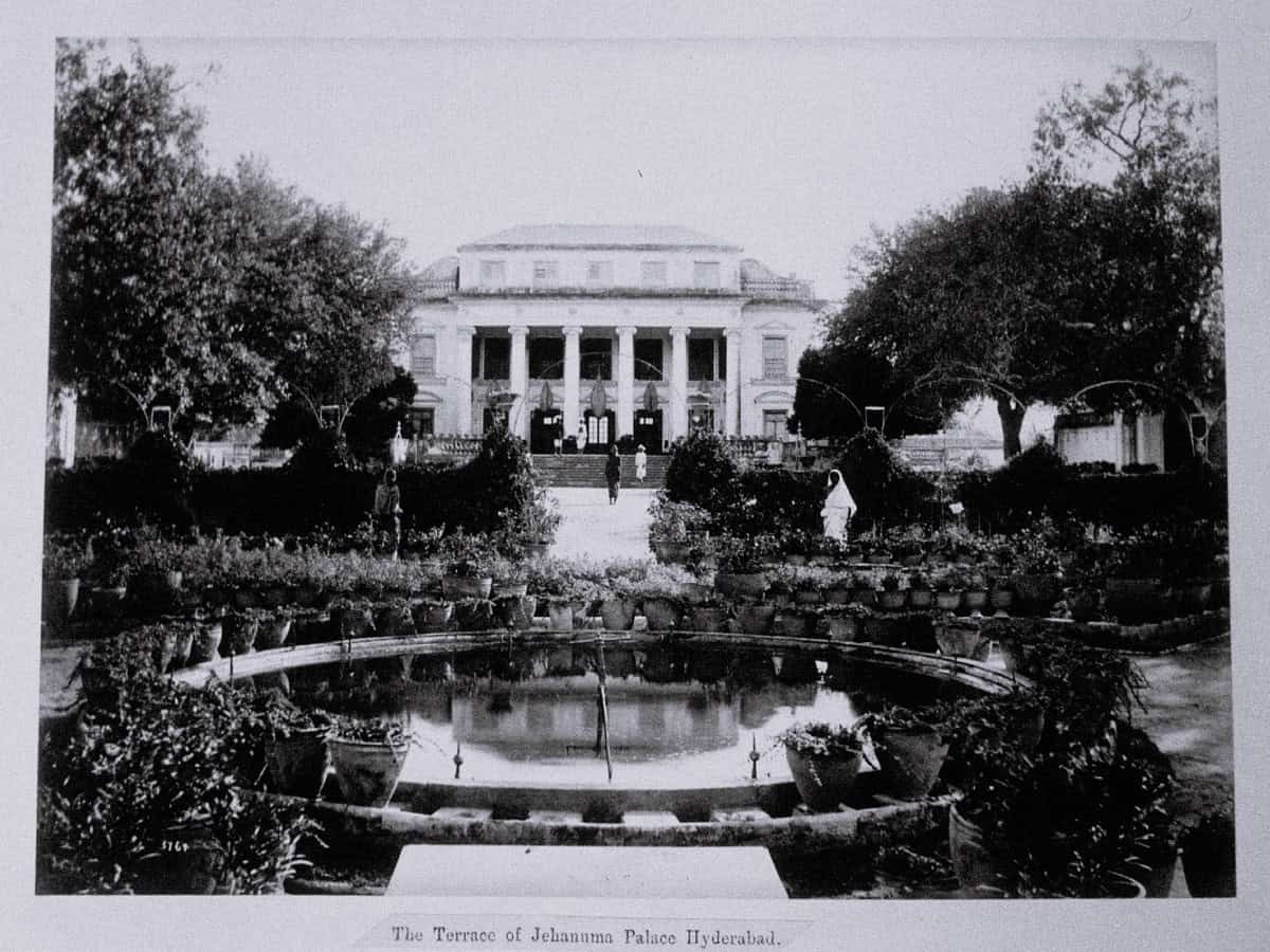 Jahanuma Palace, photographed about 100 years ago by Raja Deen Dayal, is now lost to history because it was foolishly demolished.