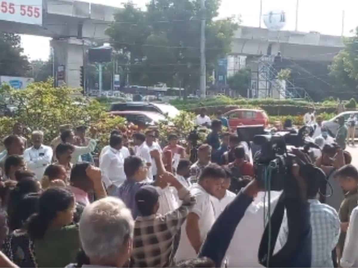Activists pay last respects to Professor GN Saibaba at the Gun Park on Monday morning.